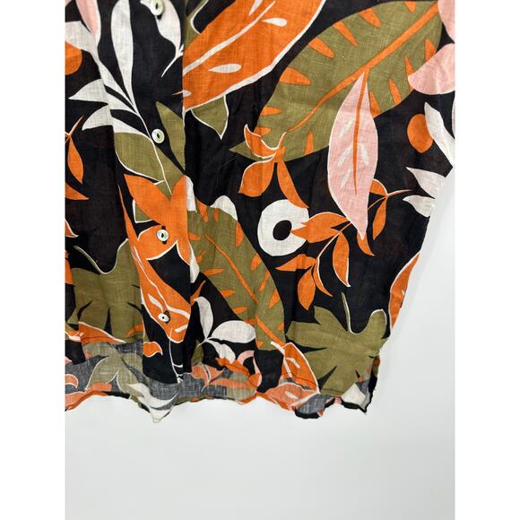 C&C California Black Tropical Print 100% Linen Button Up Shirt Women's Size XS - Picture 4 of 7